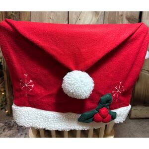Set of 3 Christmas Chair Covers Red Santa Hat Dining Chair Back Covers